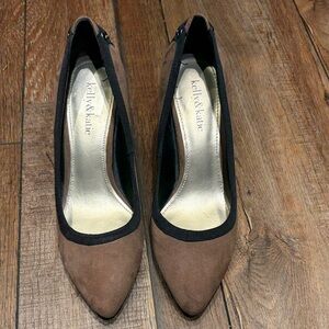 Kelly & Katie Brown Suede Heels with Black Trim